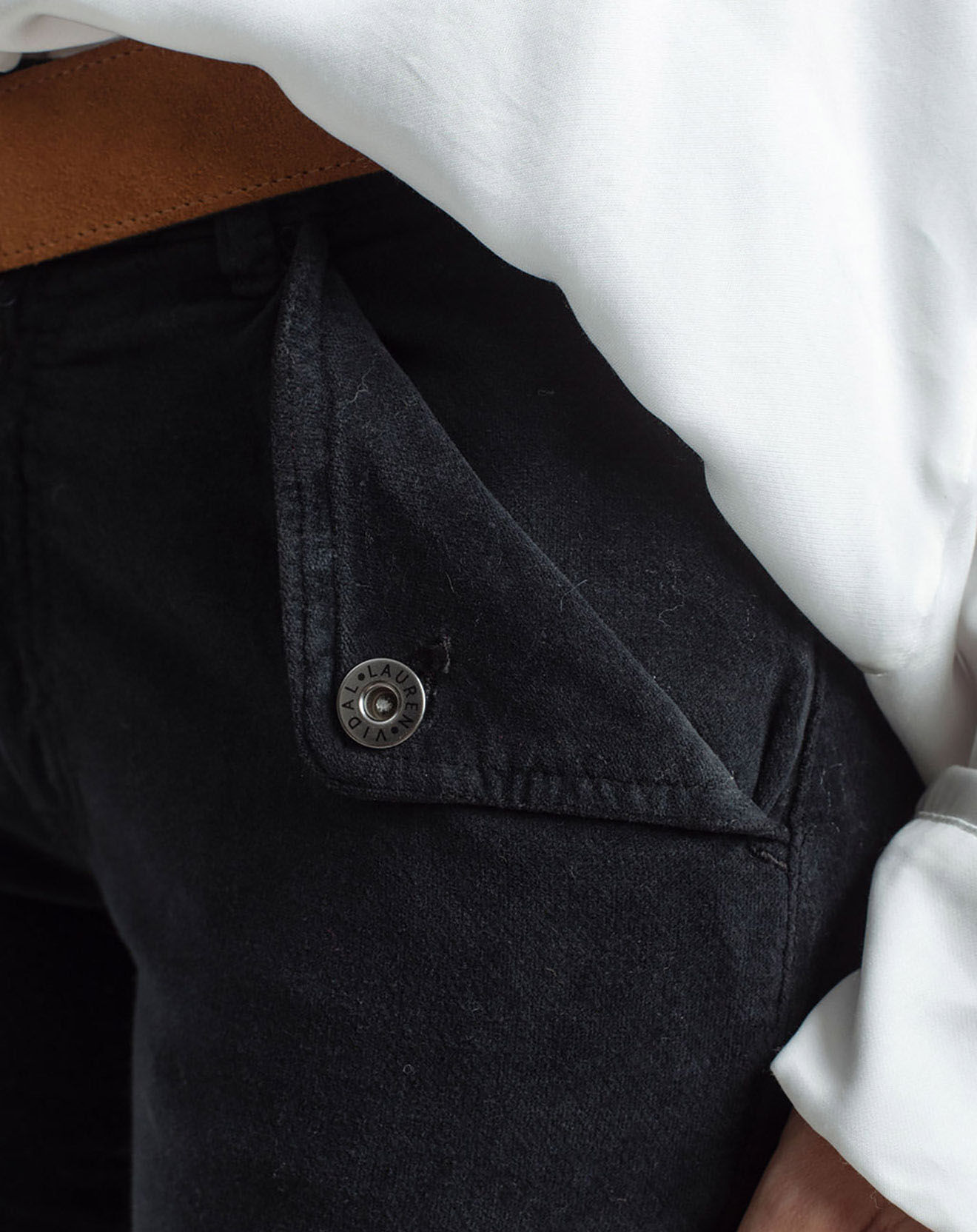 Lauren Vidal Pantalon en Velours Elsa noir