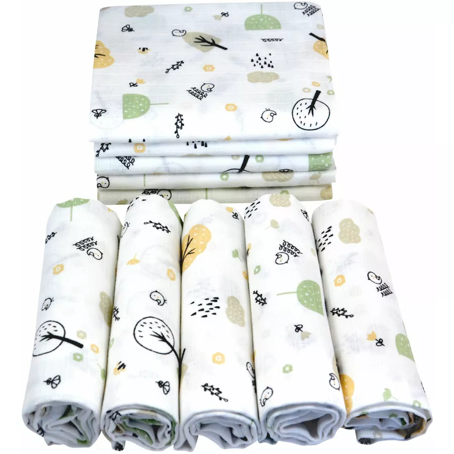 M.M.C. Mullwindel 10 PACK Natur Motive 80x70 cm Mulltücher 10 Bäume