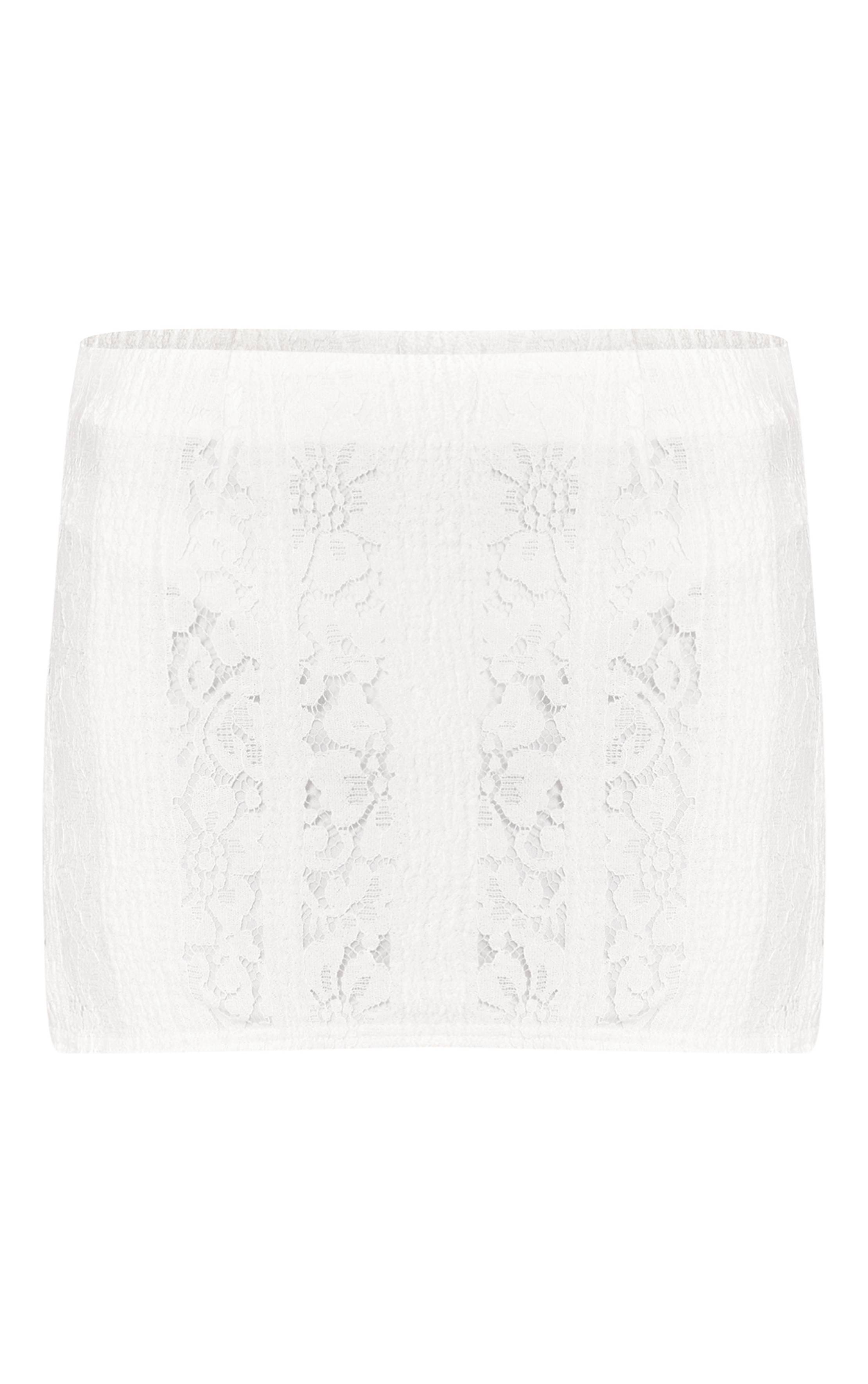 Blanc Mini-jupe En Dentelle Tissée