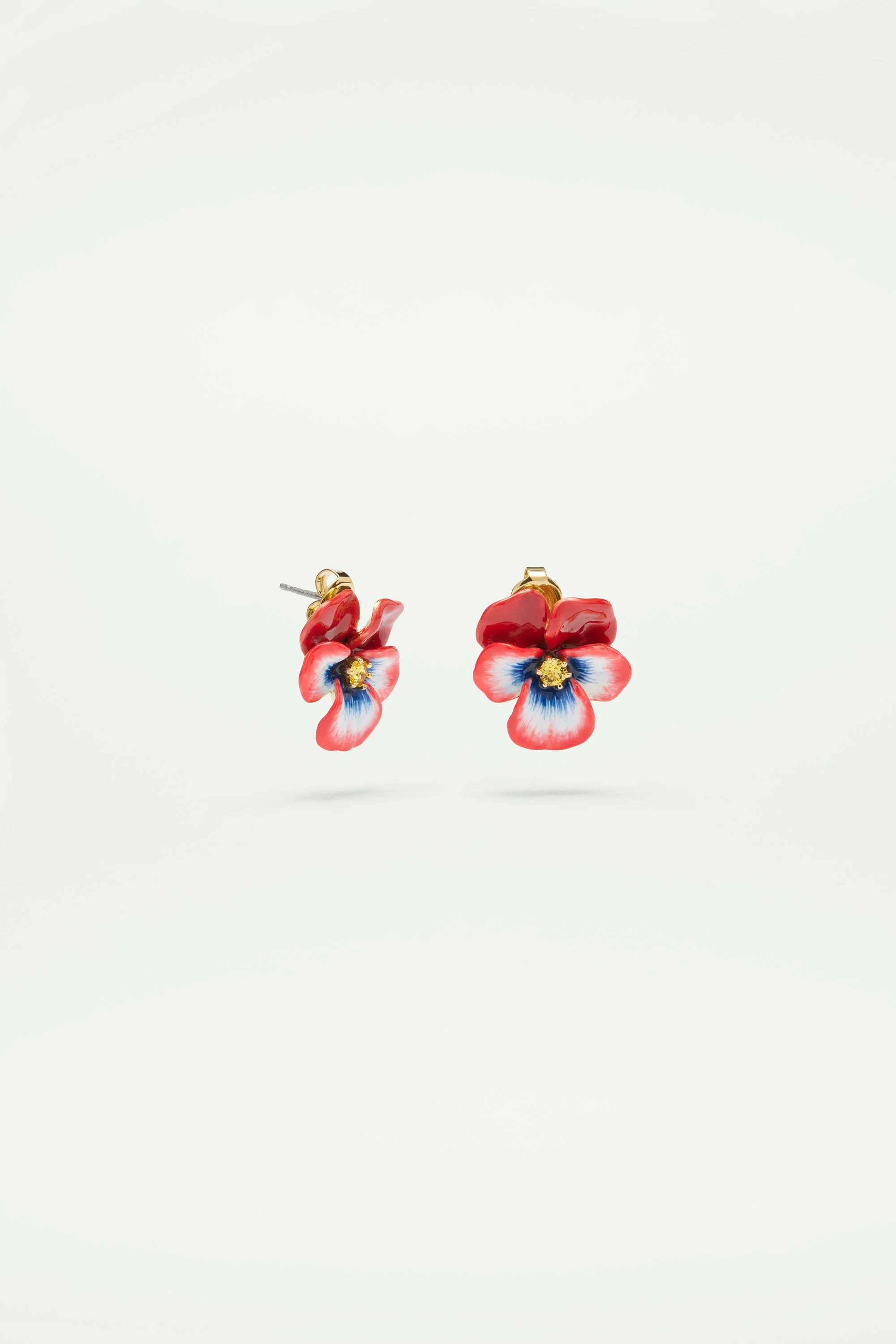 Boucles d'oreilles penséeet cristal taillé | Rouge