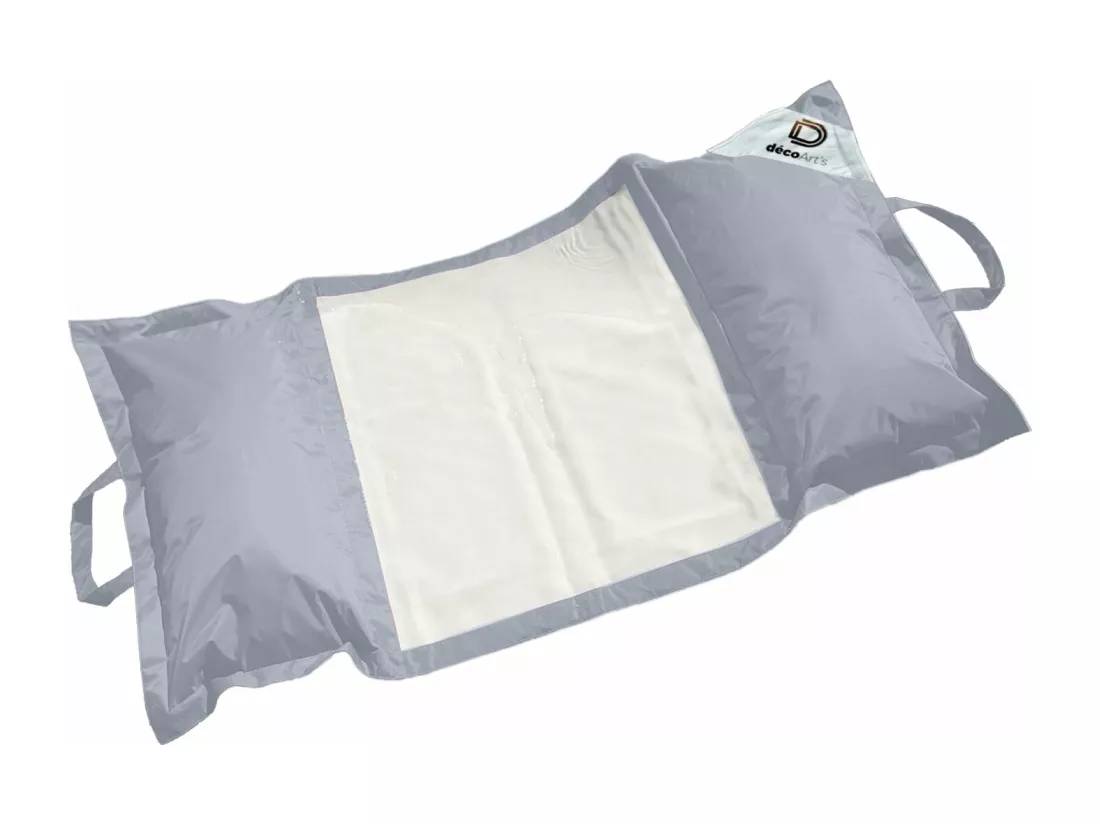 Pouf piscine en Polyester 170x90 cm Gris galet