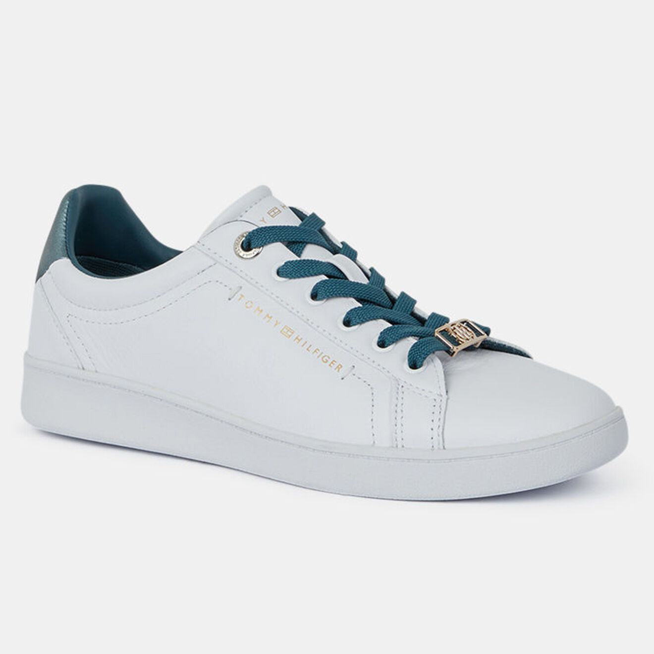 Tommy Hilfiger Baskets en Cuir Court blanc/bleu