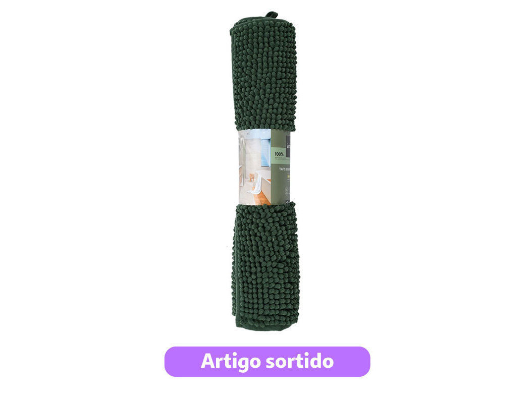 TAPETE CASA BANHO ACTUEL 100% POLIÉSTER RECICLADO 50X120CM CORES SORTIDAS