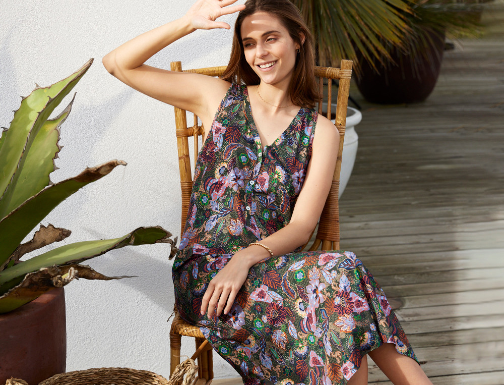 Robe longue imprimé foncé-Radieuse