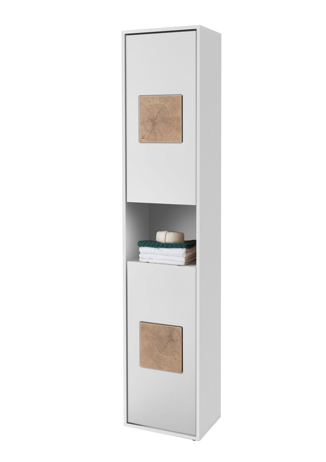 Bad Hochschrank SOLID weiß/ braun