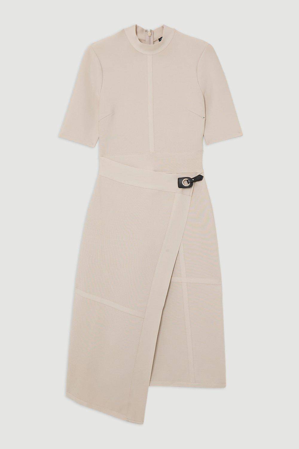 KarenMillen Robe midi asymétrique en maille bandage Figure Form