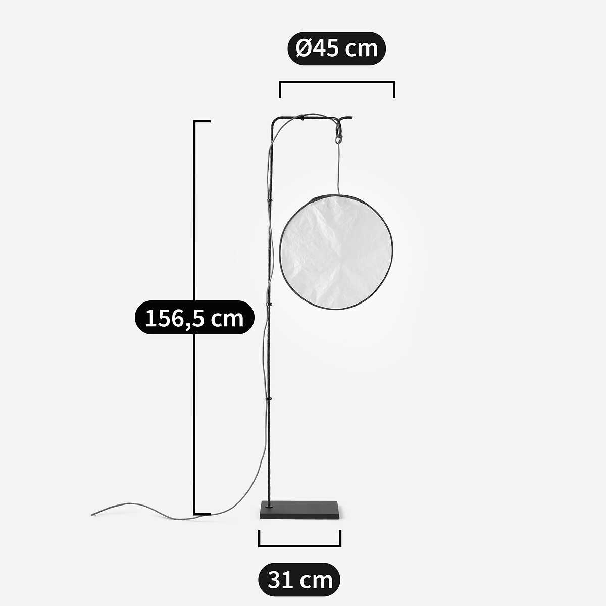 OTTO STUDIO PARA AM.PM<br>Luminária de chão em Tyvek®, base metálica, Moon
