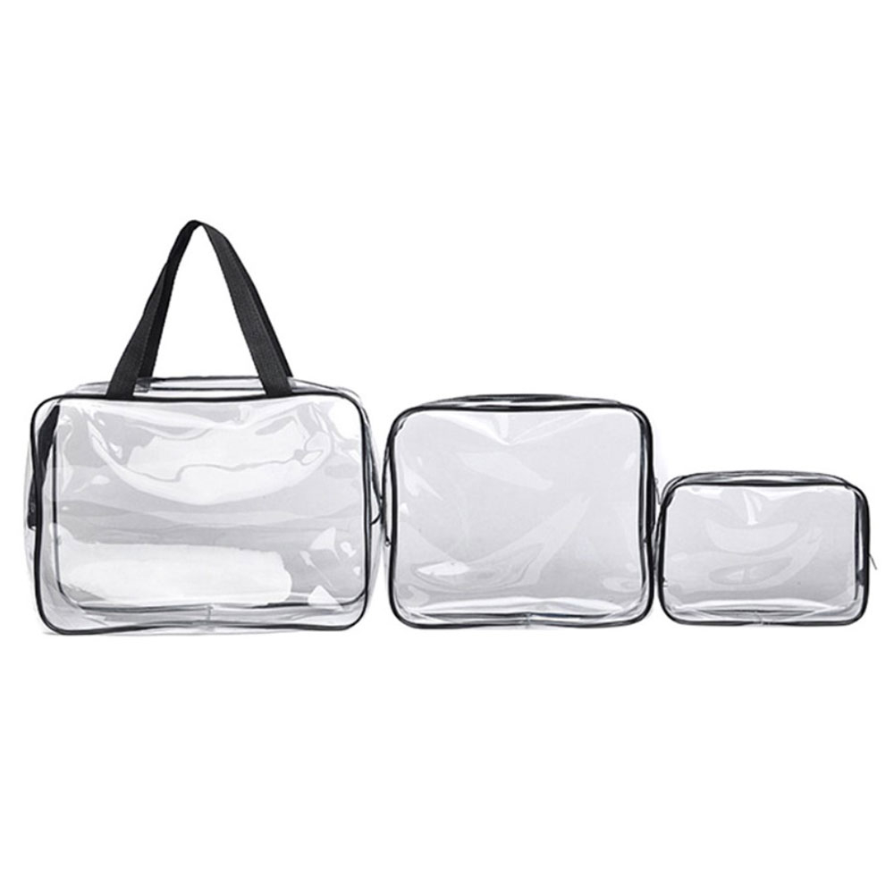 (3er Set) Kosmetik Make Up Tasche Handgepäck Necessaire Organizer Bag mit Reissverschluss - Transparent