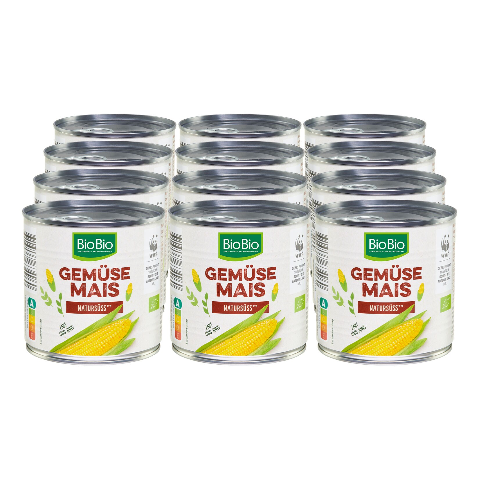 BioBio Gemüsemais 285 g Abtropfgewicht, 12er Pack