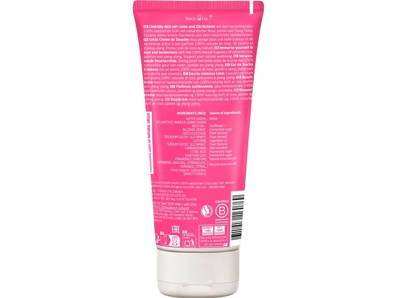 WELEDA Duschgel Love 200 ml Natürliche Pflegedusche mit ätherischen Ölen