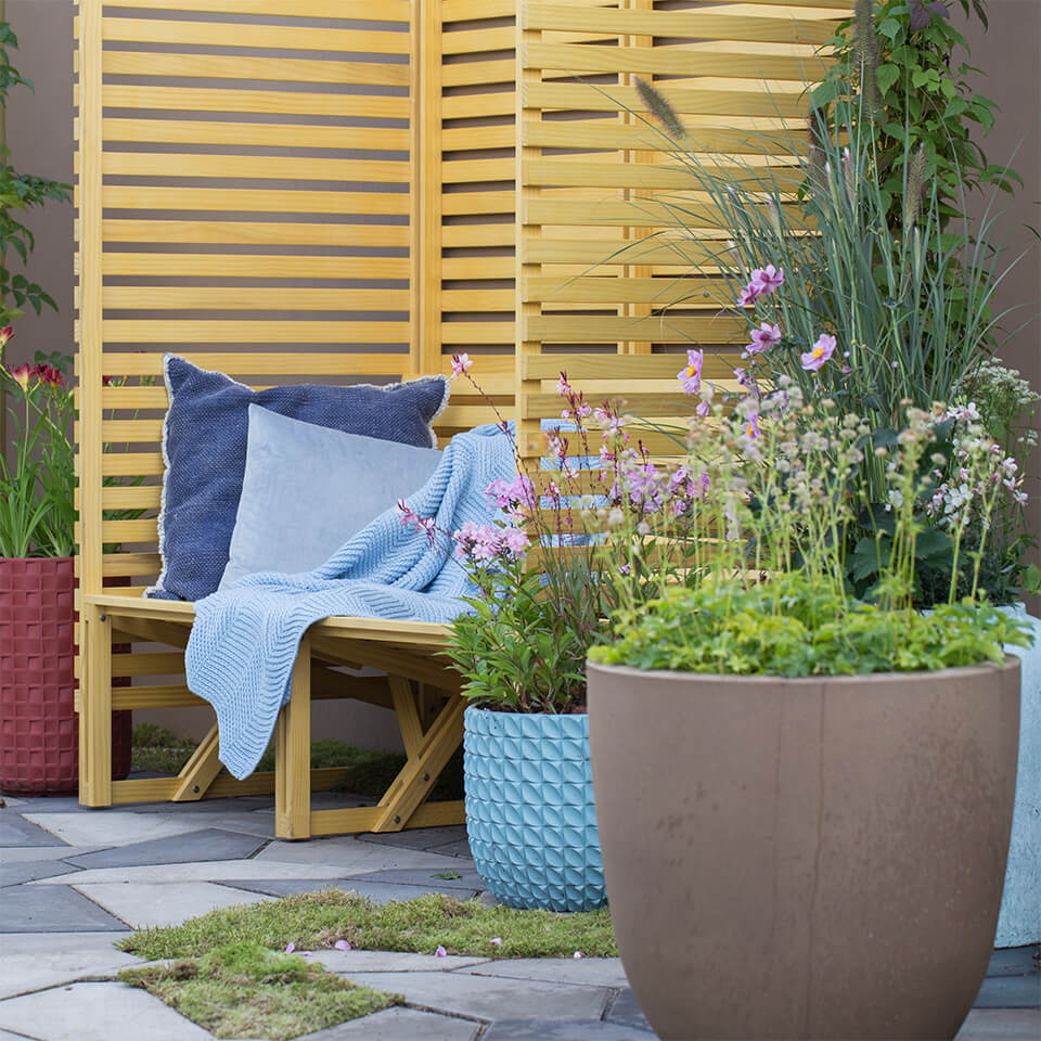 Tuinbank Patio Bench High Back gray blue