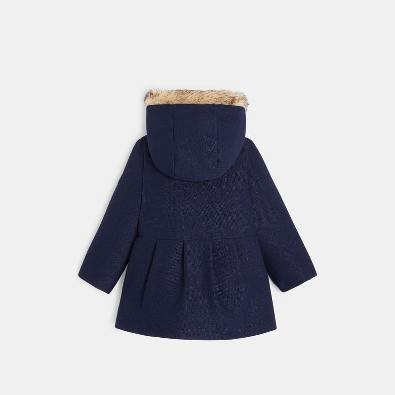 Manteau de ville pailleté fourré bleu bébé fille