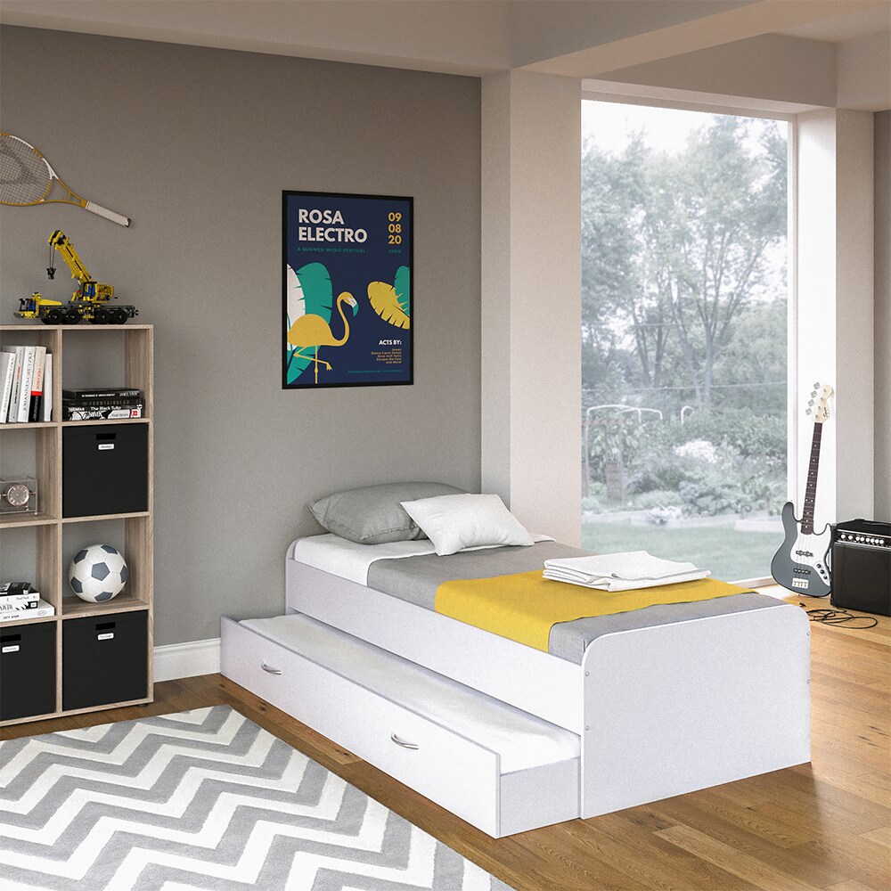 VitaliSpa Bett Enzo Jugendbett mit Gästeliege Funktionsbett 90x200 cm Weiß + Matratze