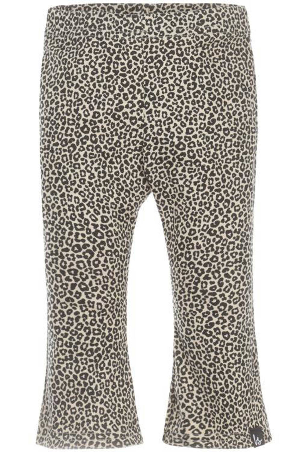 Babystyling baby flared broek met dierenprint donkerbruin/ecru