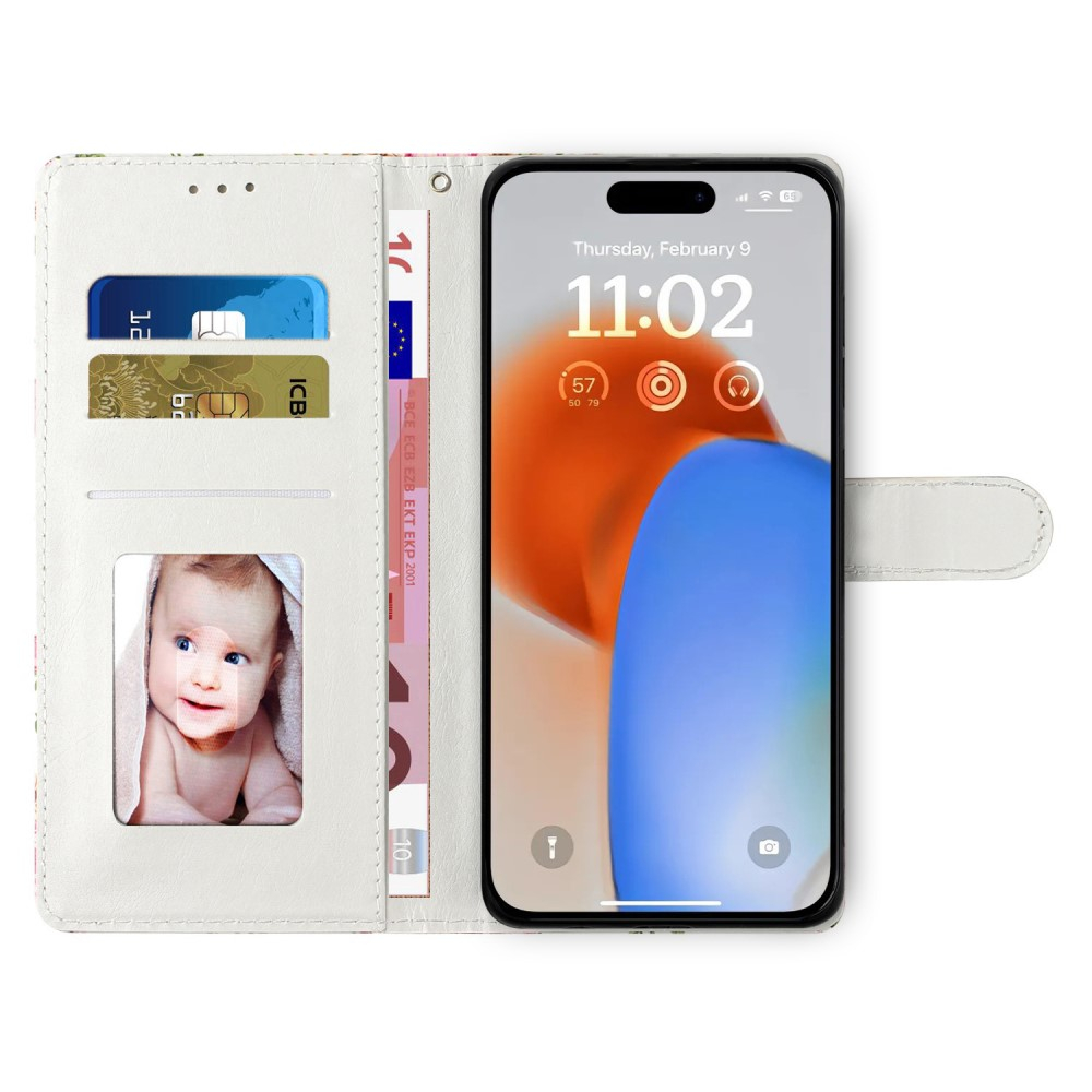 iPhone 15 Pro Max Leder Tasche mit Kartenfächern - Marble Marmor (Blau)