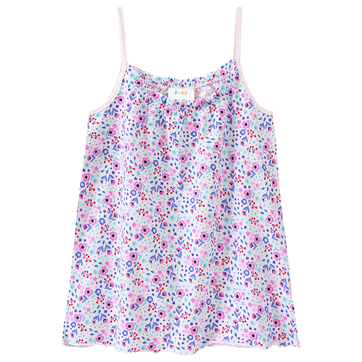 Famy 3 Mädchen Tops mit bunten Motiven zartrosa / blau / rosa