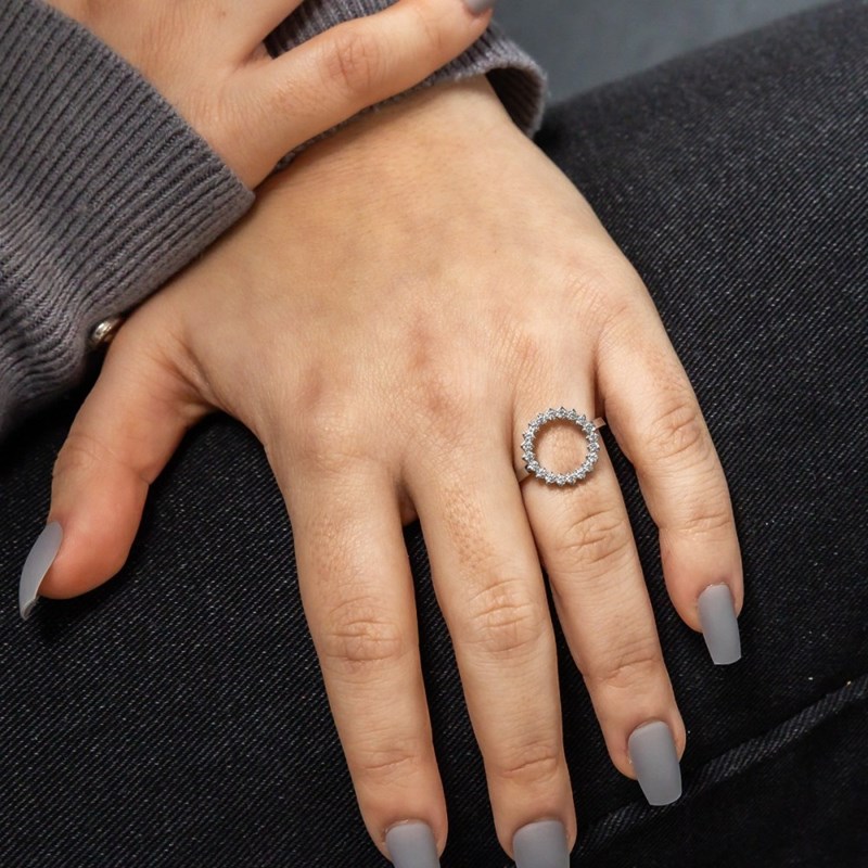 Splendide Bague Femme Acier Ornée Zirconium