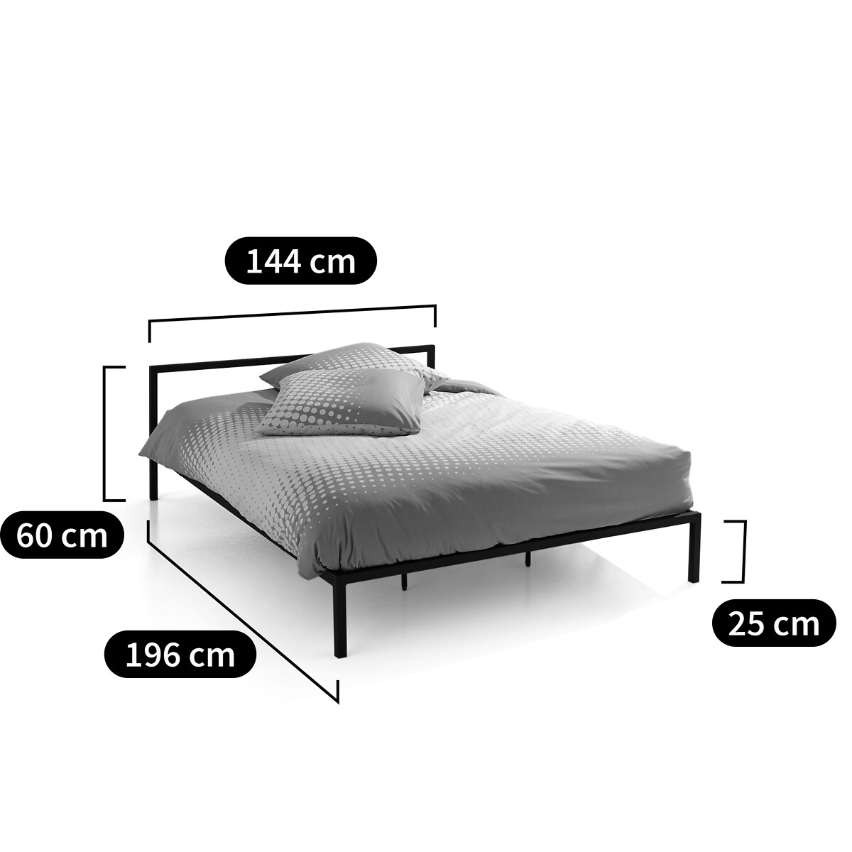 SO'HOME<br>Cama de metal de aço, Jovien