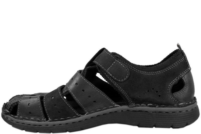 ROHDE SANDAL I SORT SKIND MED LUKKET SNUDE