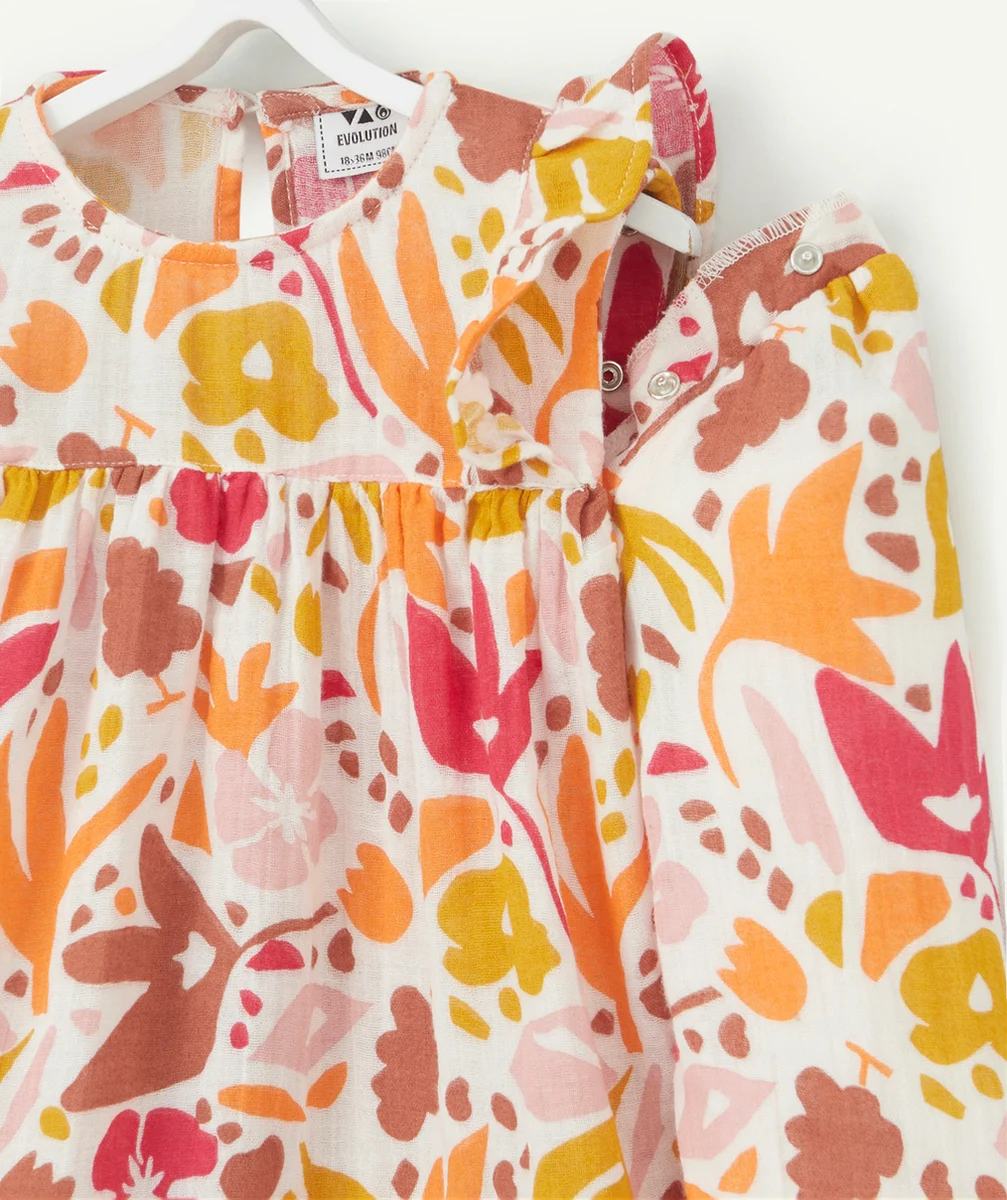 ROBE ÉVOLUTIVE 4 EN 1 EN GAZE DE COTON IMPRIMÉ MUTLICOLORE