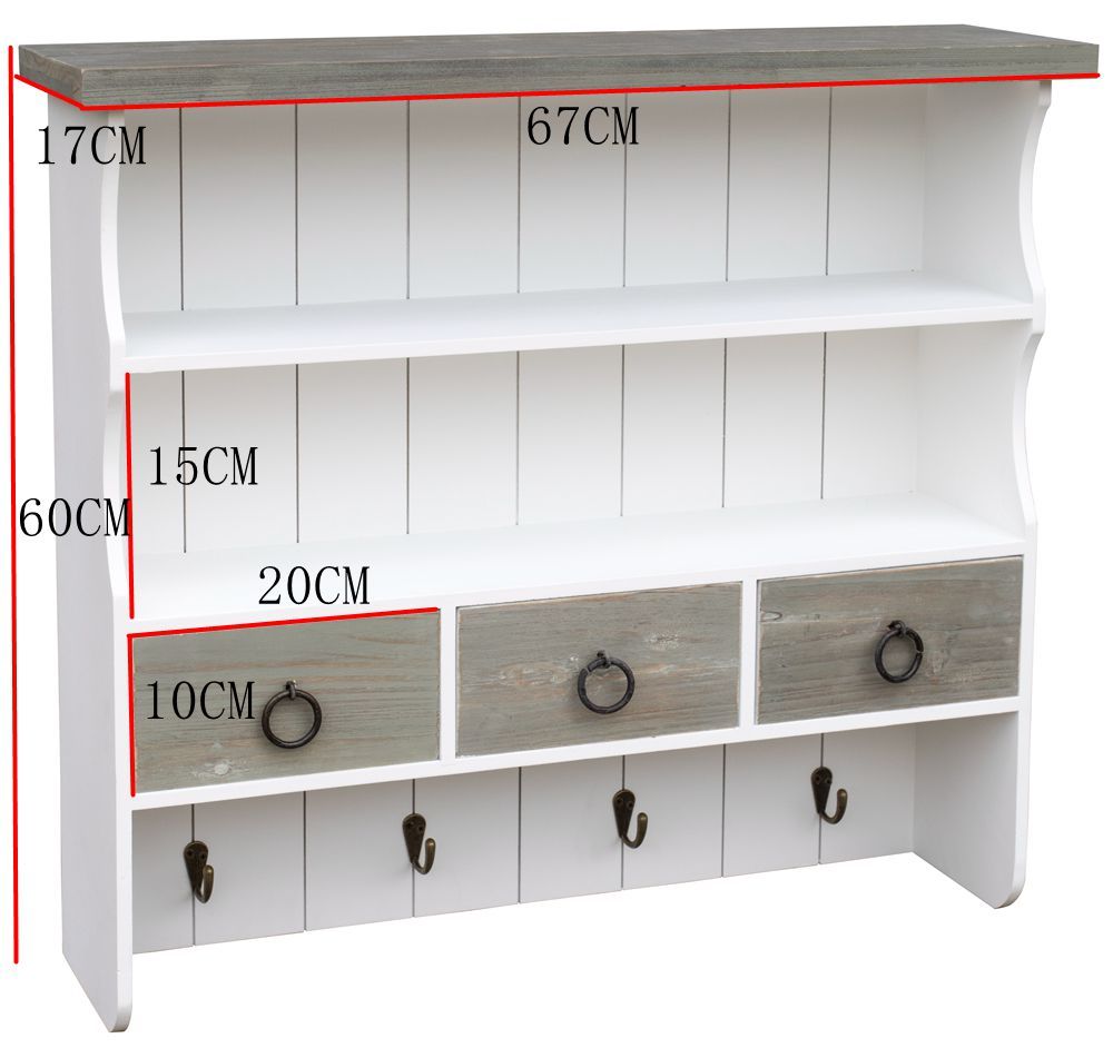 Wandgarderobe - weiß - mit 3 Schubladen