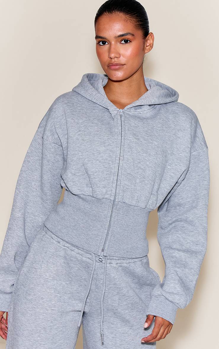 Gris Sweat À Casynthétiqueche Court Cintré Avec Fermeture Éclair