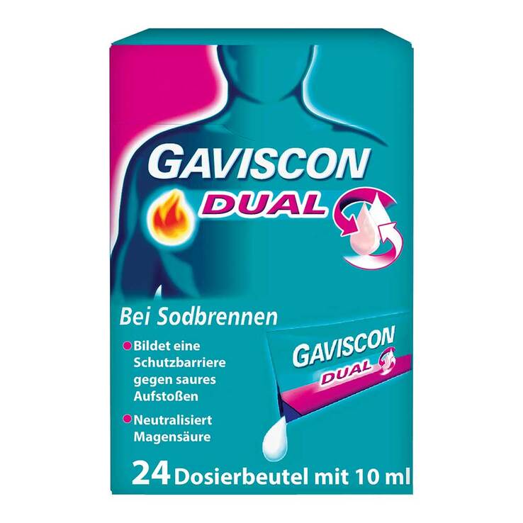 GAVISCON® Dual Suspension mit Zweifachwirkung gegen Sodbrennen, 24X10 ml