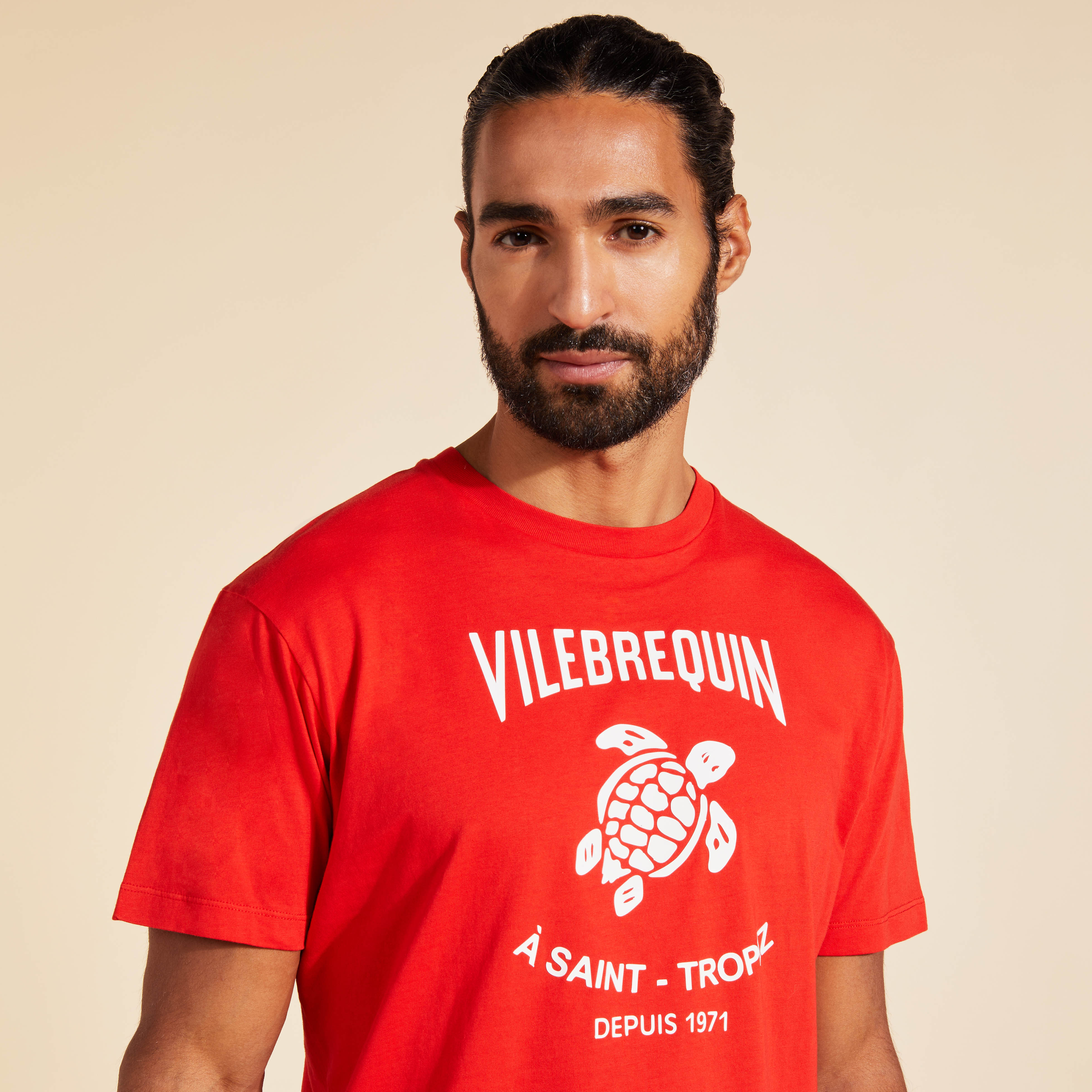 T-Shirt en Coton Imprimé Logo Tortue Homme Imprimé Logo Tortue
