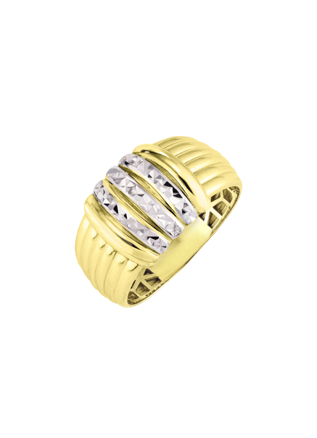Diamantierter Damenring in Bicolor