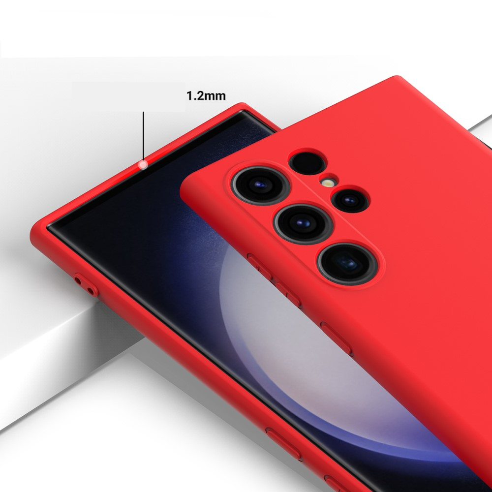 Samsung Galaxy S24 Ultra Silikon Case Hülle mit Kameraschutz   Trageschlaufe - Rot