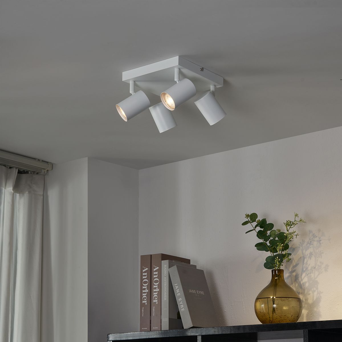 Moderne plafondlamp wit 4-lichts verstelbaar vierkant - Jeana