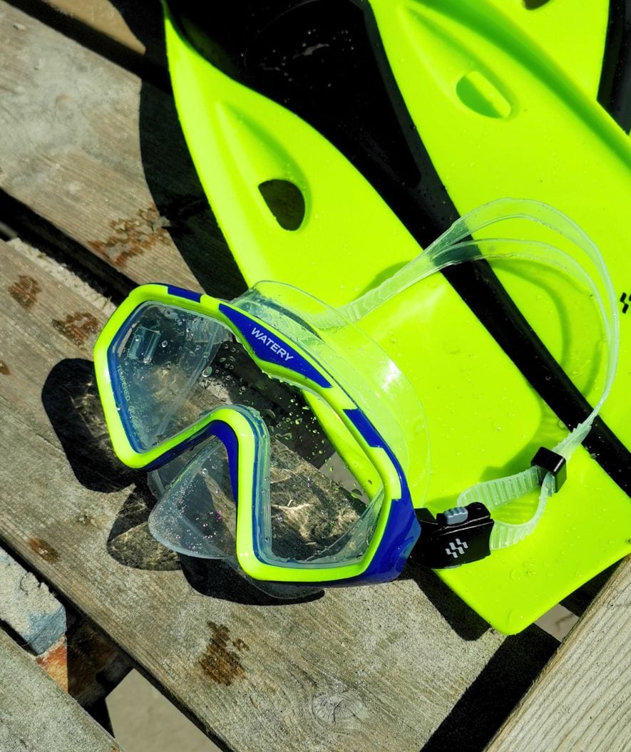 Watery Combo snorkelsæt til voksne (fra 15 år) - Leach Pro - Blå/gul
