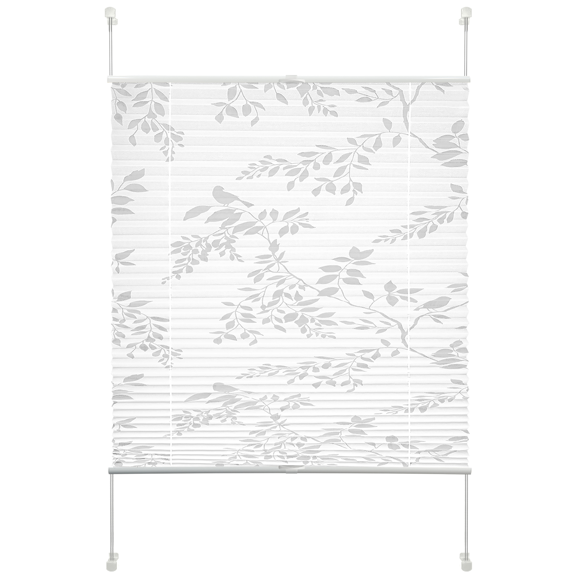 Plissee - weiß - floral - 40x130 cm