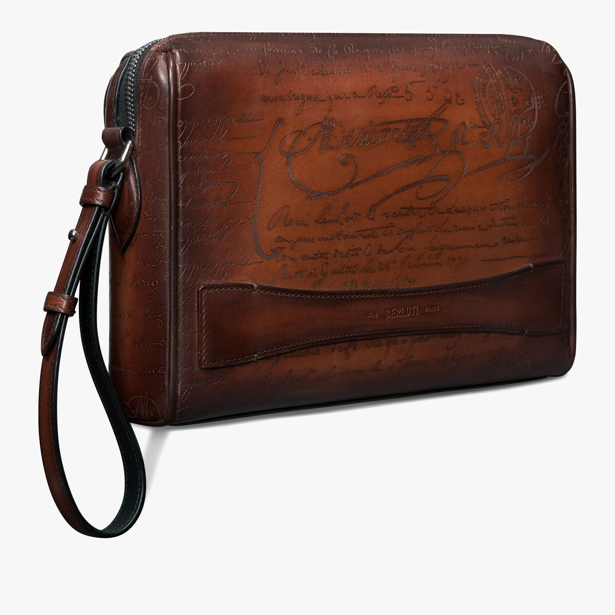 Pochette Zippee Rosewood En Cuir Scritto