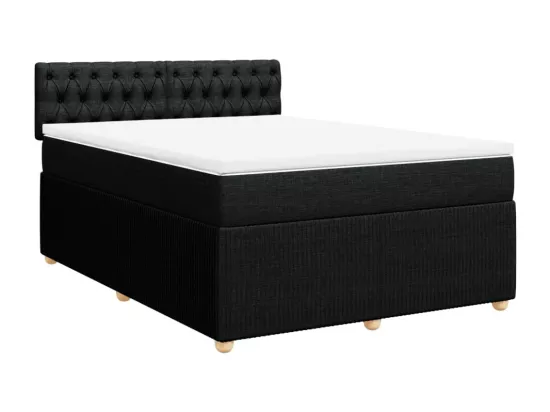 Sommier à lattes de lit avec matelas Noir 160x200 cm Tissu