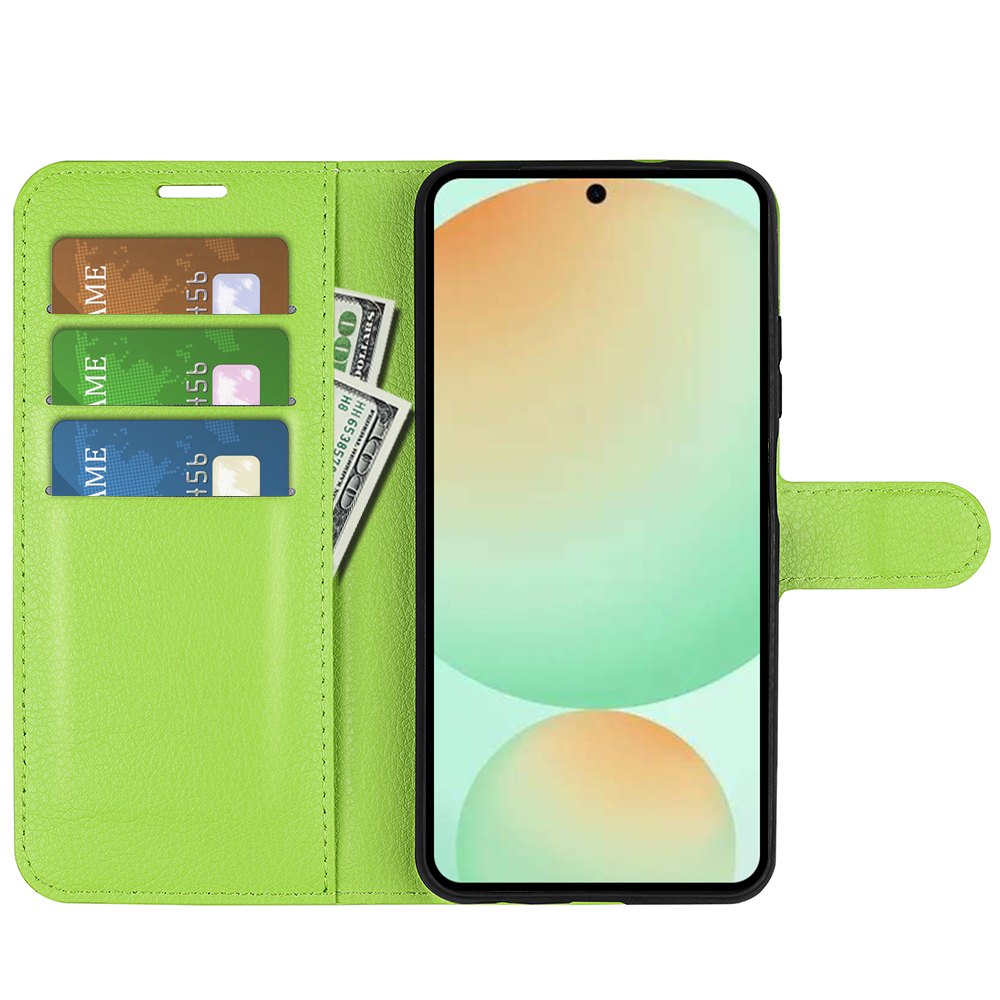 Samsung Galaxy S25 FE Leder Tasche Flip Cover Litchi Look - Grün