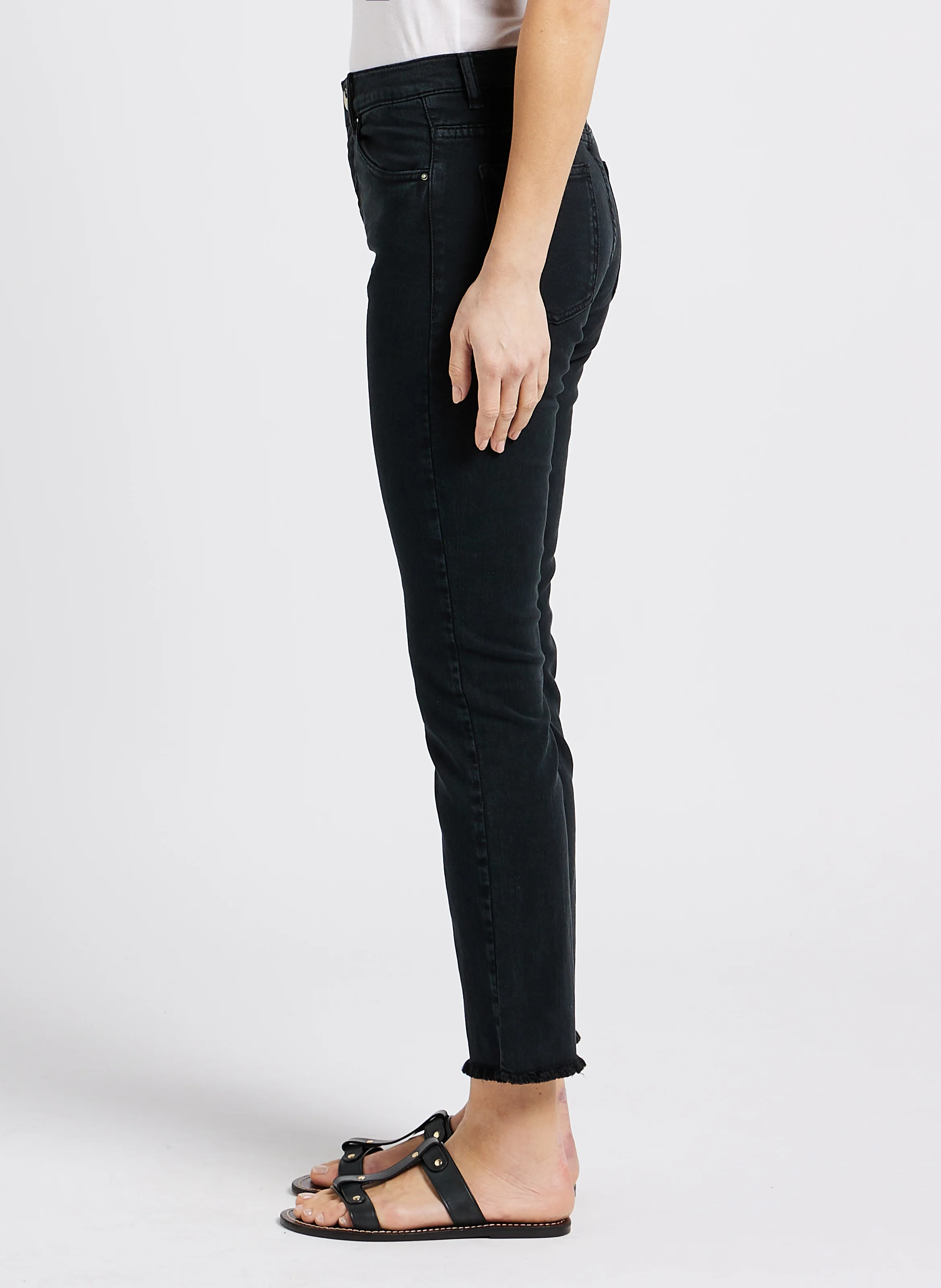 CARA - Jean flare en coton mélangé | Noir