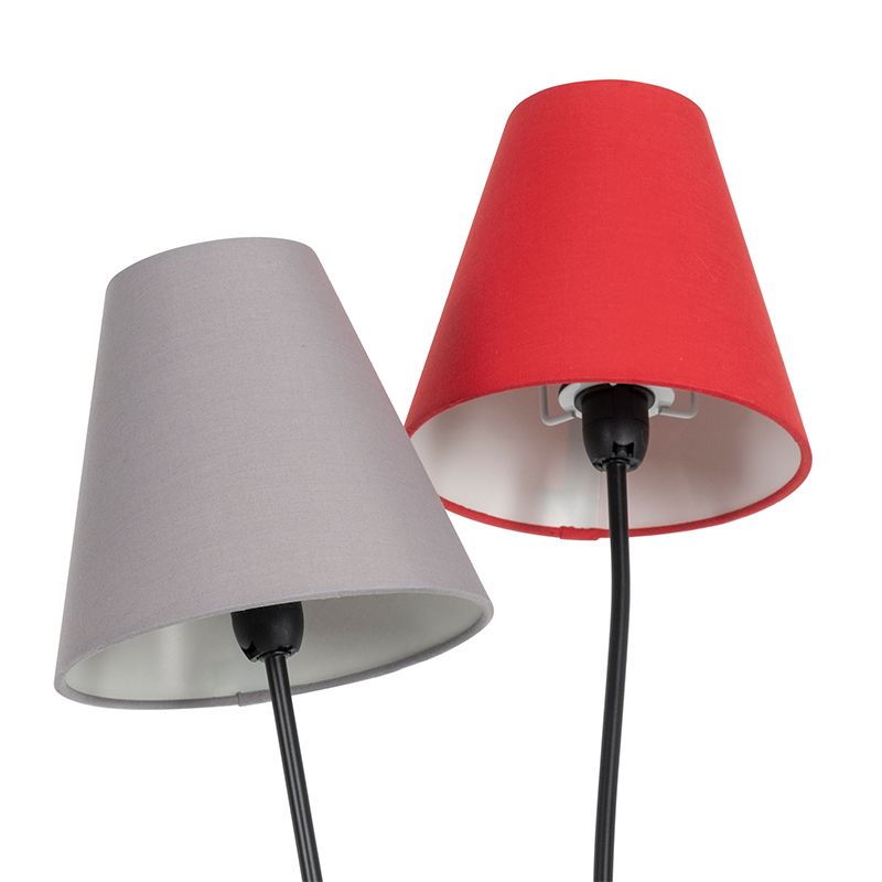 Design vloerlamp zwart met stoffen kappen 5-lichts - Melis