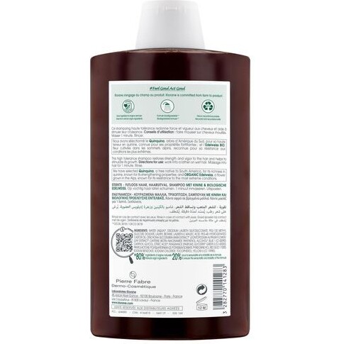 Shampooing à la quinine et edelweiss Bio Klorane - Flacon de 400 ml