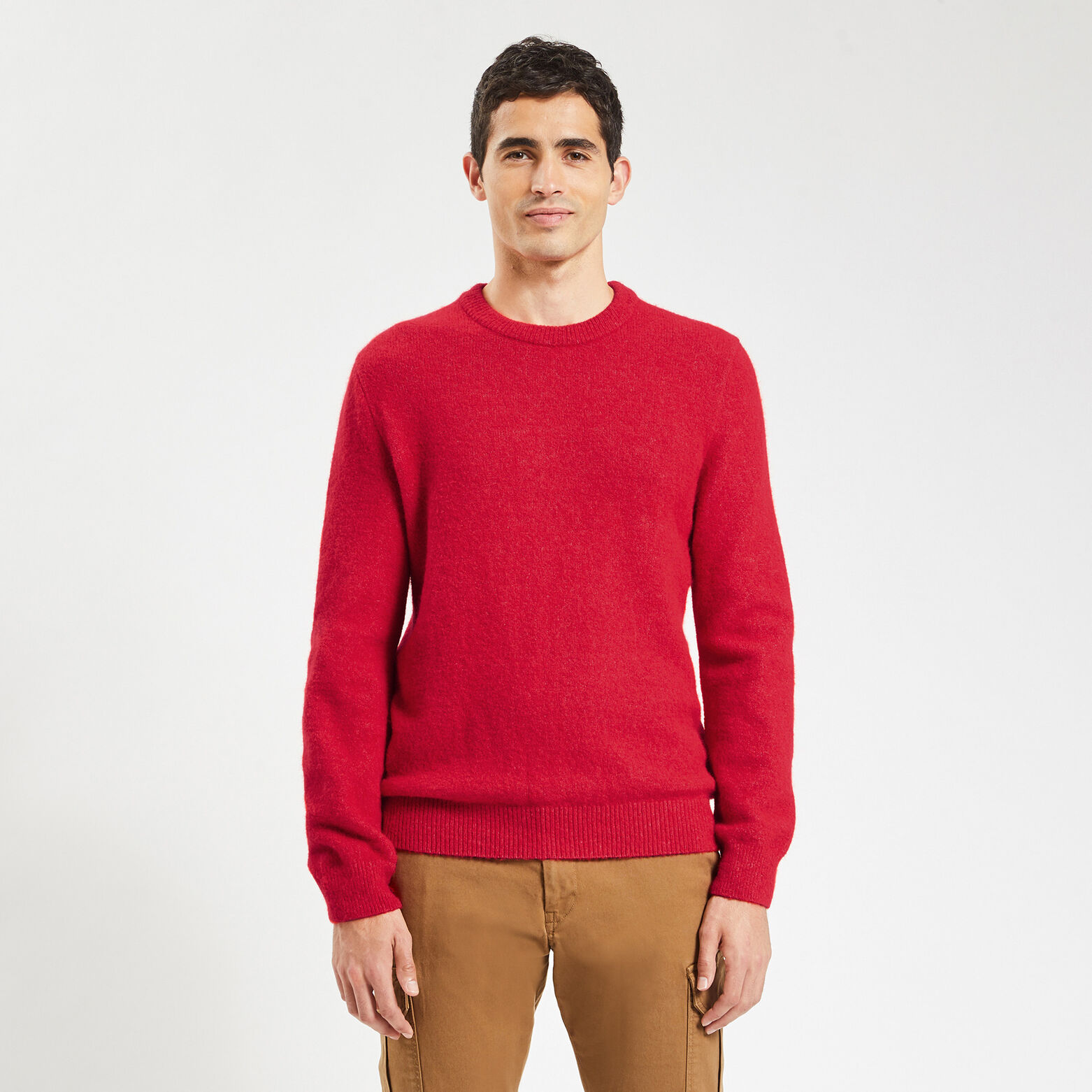 Pull col rond épais Rouge