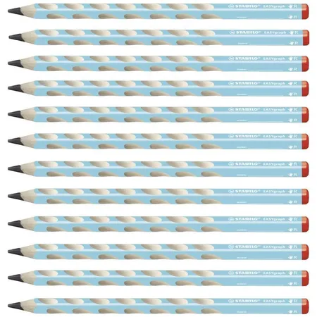 Ergonomischer Dreikant-Bleistift für Rechtshänder - STABILO EASYgraph in blau - 12er Pack - Härtegrad HB