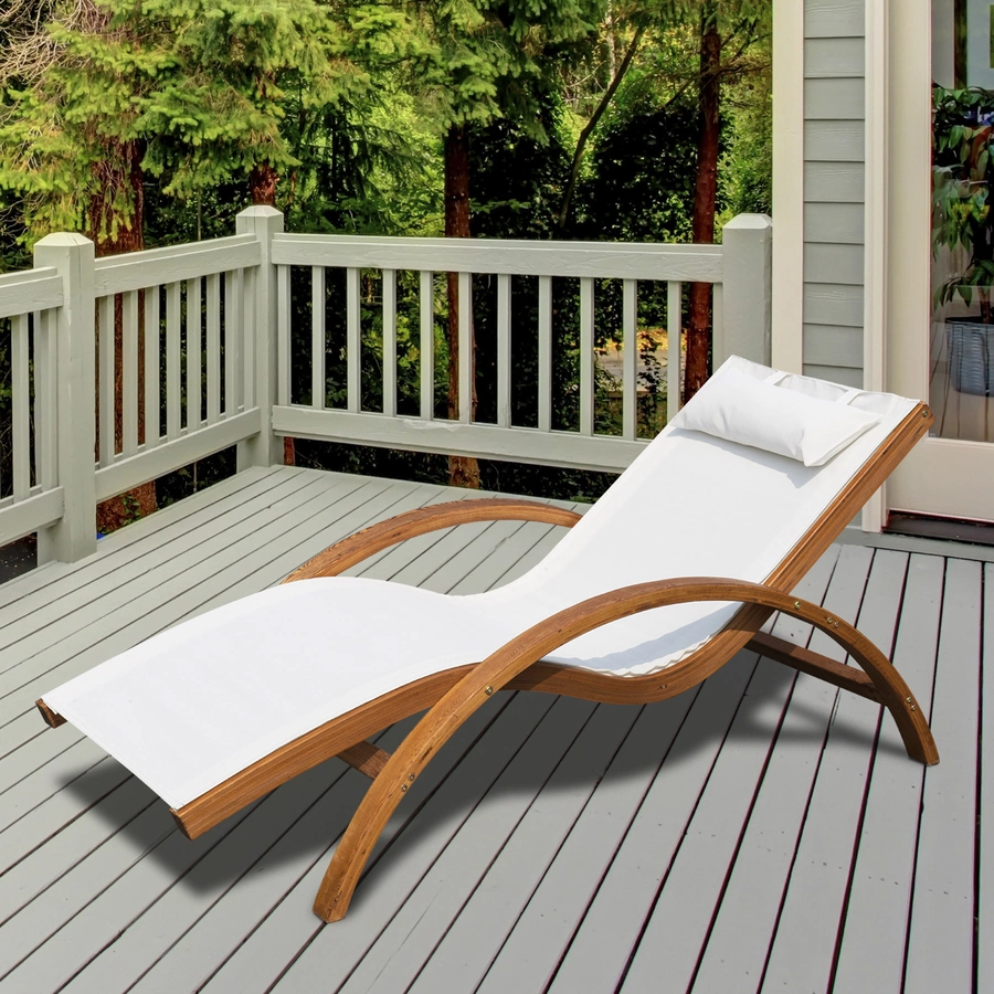 Outsunny Relaxliege für den Garten cremeweiß, natur