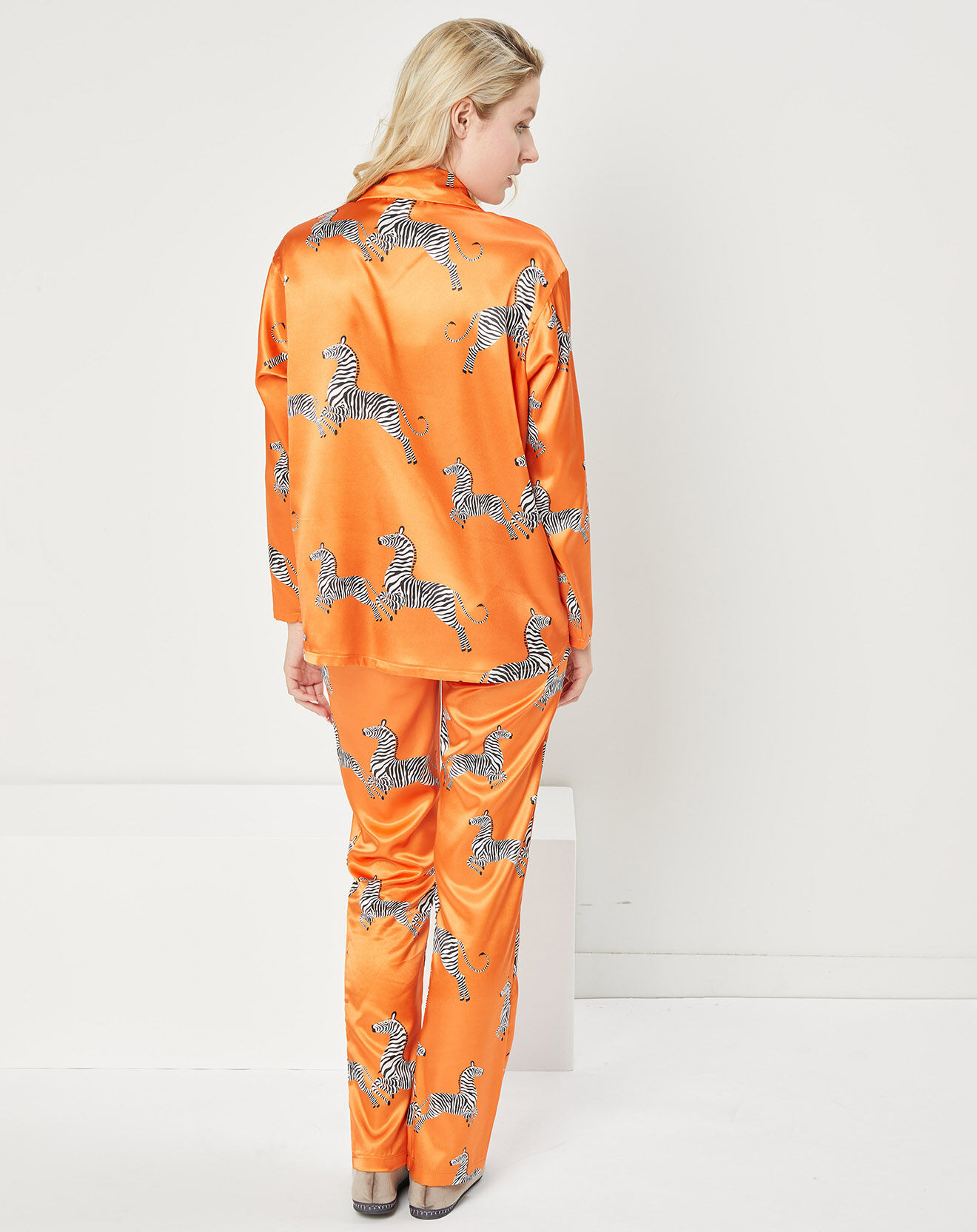 Quartier Latin Pyjama satiné Clara imprimé orange