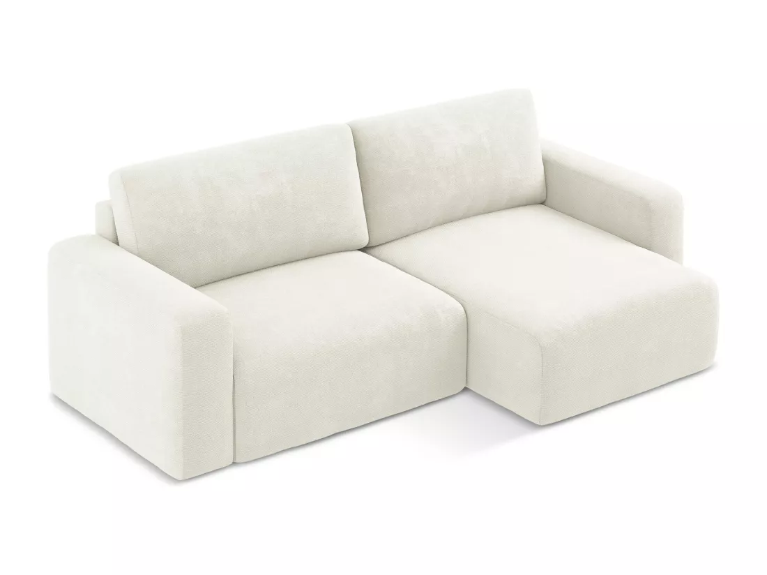 Canapé d’angle 3 places droit convertible en Chenille - blanc - KONA
