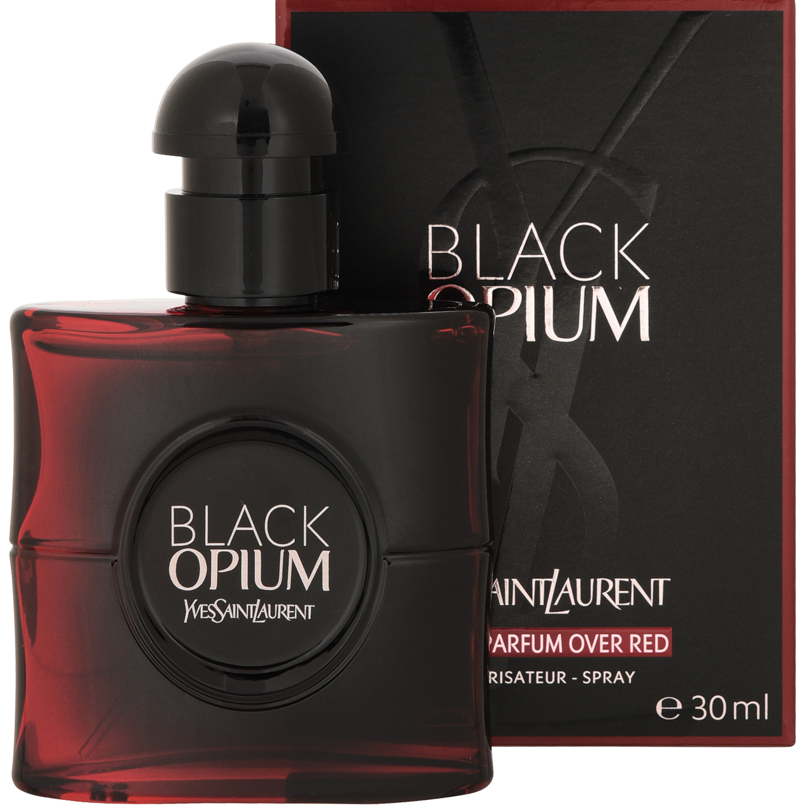 Yves Saint Laurent Black Opium Eau de Parfum Over Red