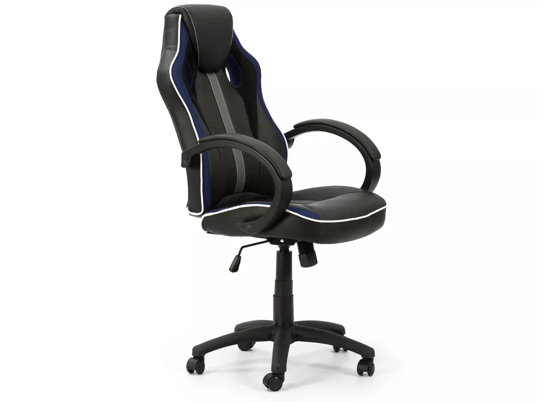 Fauteuil de Bureau réglable et inclinable Formula tapissé en Similicuir, Noir/Bleu