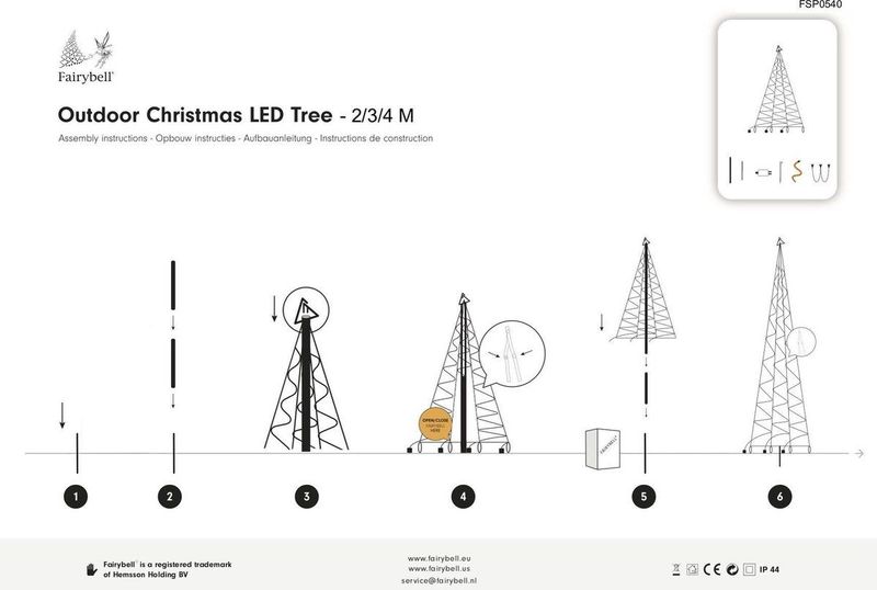 Fairybell LED Kerstboom voor buiten inclusief mast - 4 meter - 640 LEDs - Warm wit