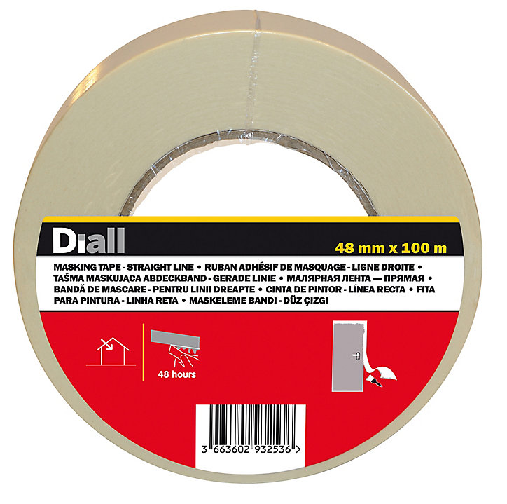 Ruban de masquage lignes droites Diall 48 mm x L.100 m - 1 rouleau