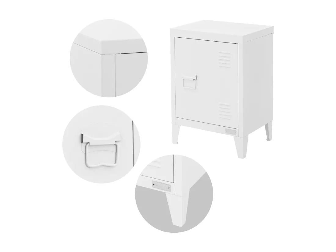 Lot de 3x armoire de classement blanc en acier 40x30x57,5 cm table de chevet