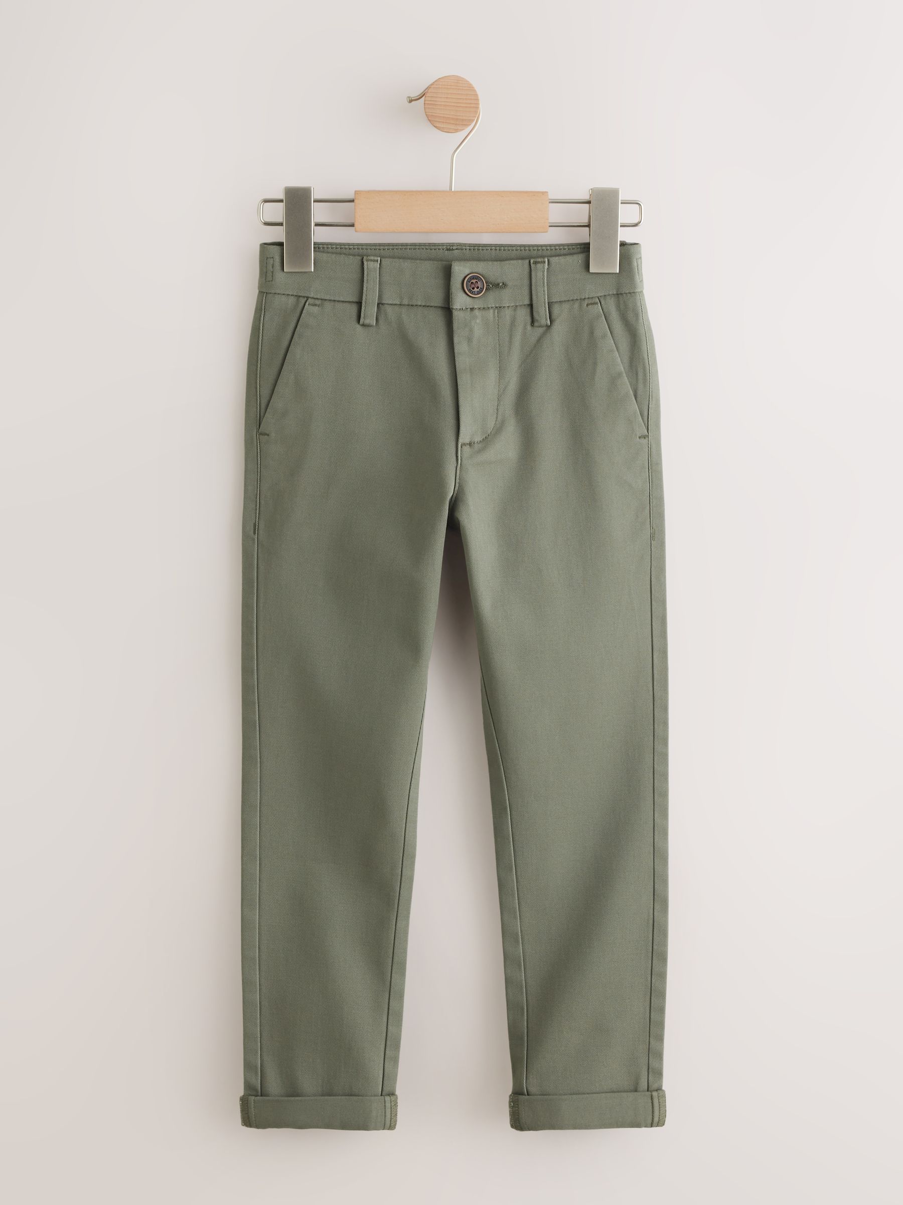 Olijfgroen - Stretchy chino's (3-17jr)